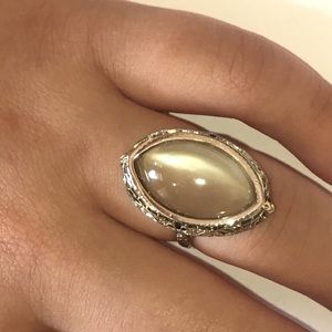 Solid 14K White Gold Filigree Moonstone Antique Vintage Estate Ring